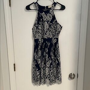 Altar'd State Navy and White Floral Lace Halter